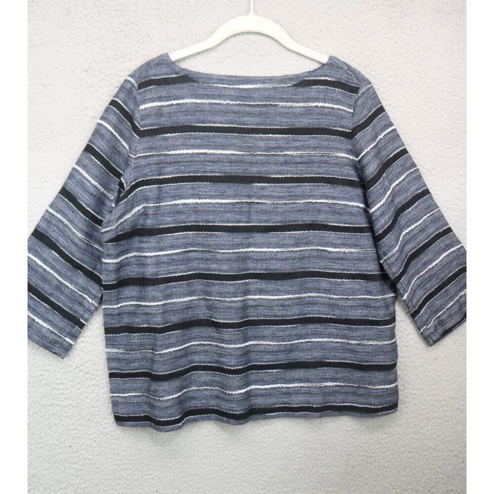 Pure Jill 3/4 Sleeve Striped Textured Tunic-Size Small/Petite-Preppy